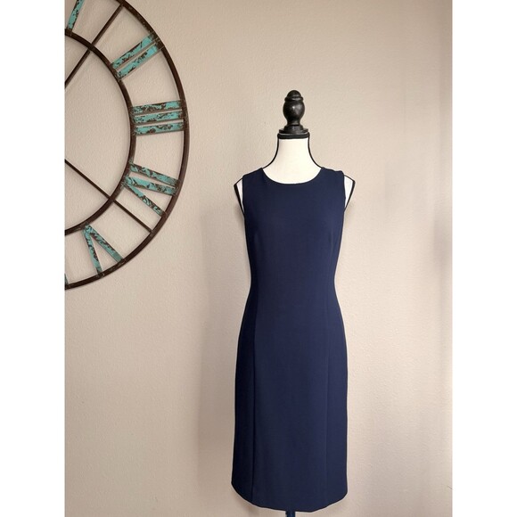 J. Crew Dresses & Skirts - J. Crew Dress 2 Navy Blue Sleeveless Lined Midi Sheath EUC